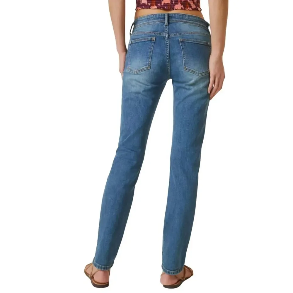 Anthropologie Pilcro Slim Boyfriend Mid Rise Jeans Size 29 Vintage Stretch Denim